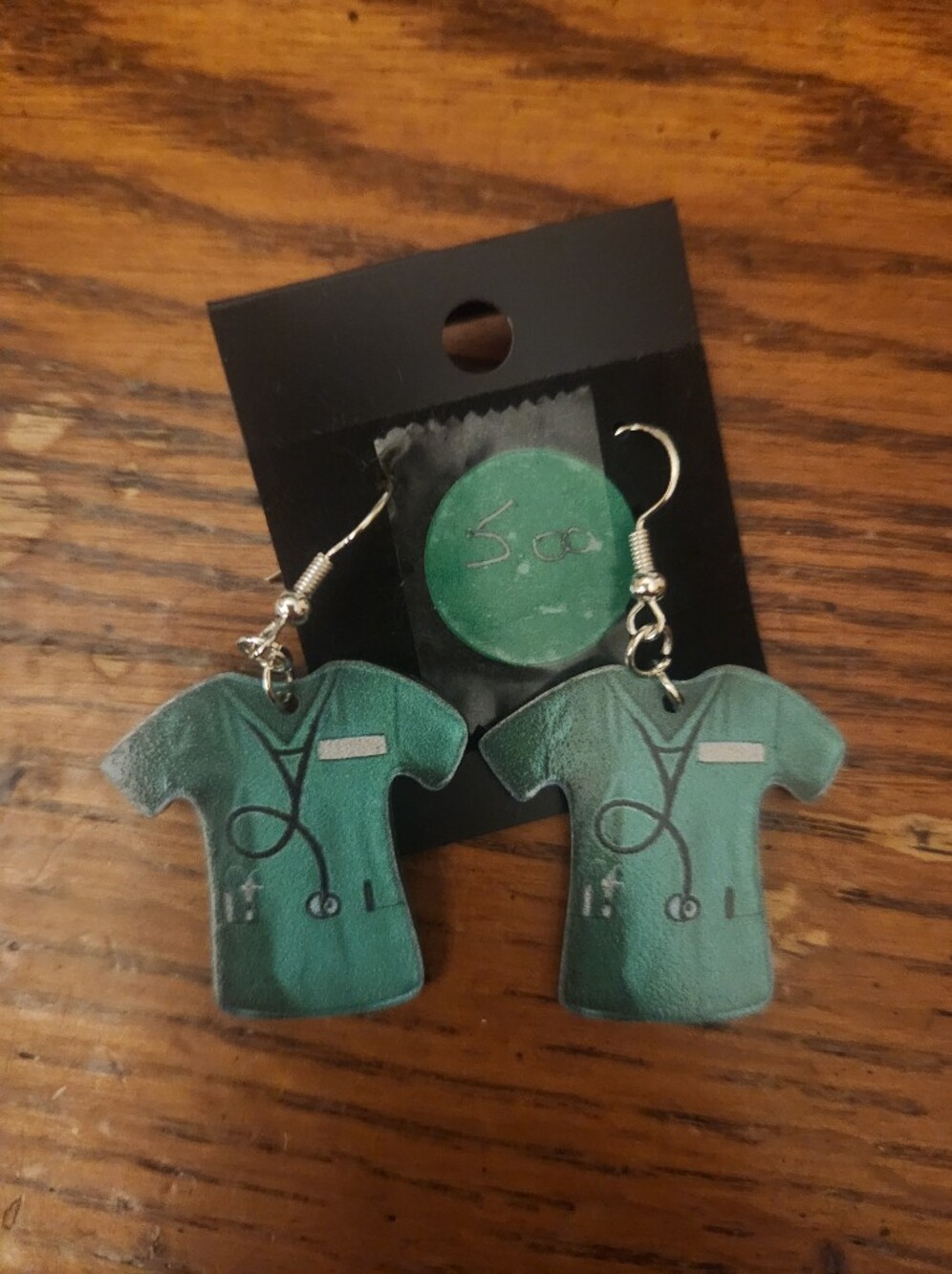Green Nurse Scrub Top Dangle Earrings - Medical-Themed Hair Accessory Style